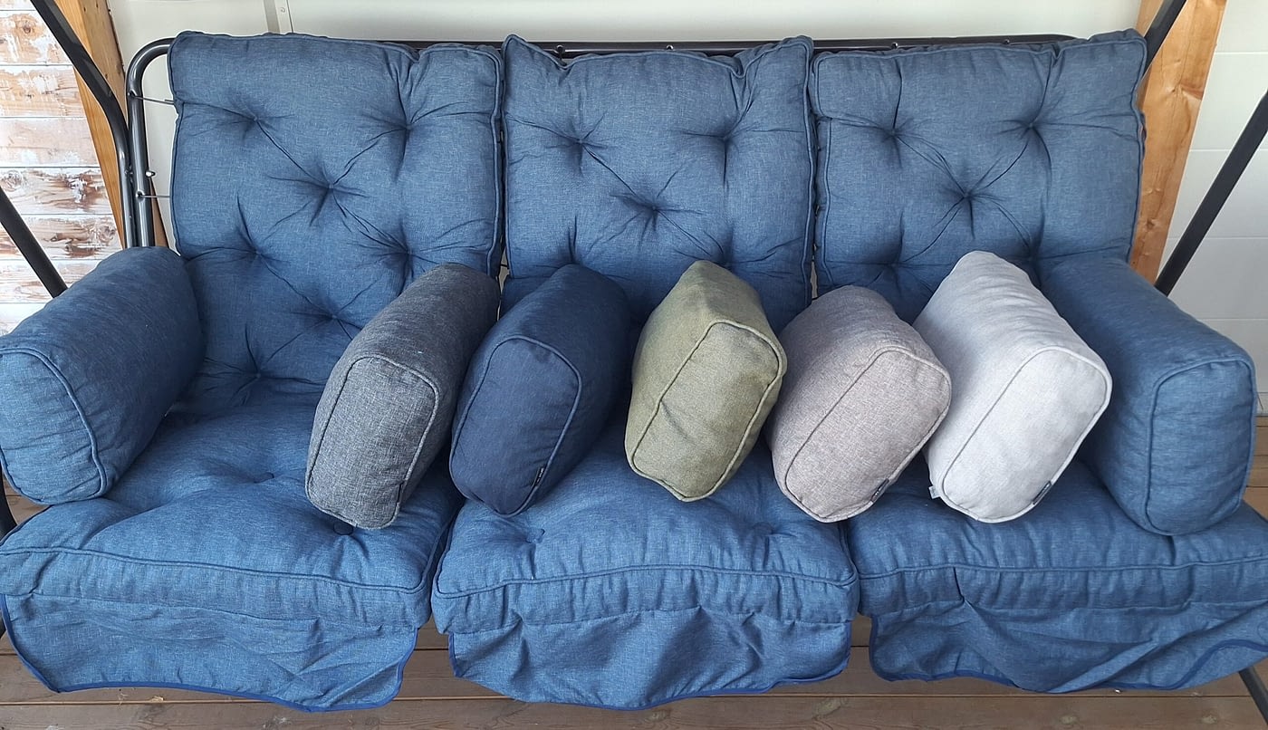 Hammockset med 3 dynor och sidokuddar – olefintyg
