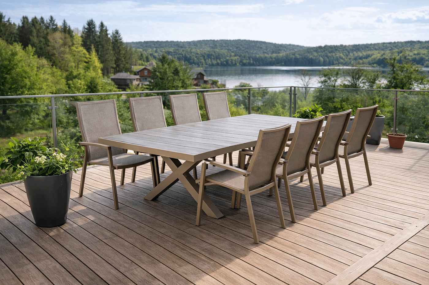 Orlando utebord klinkers/aluminium 202-262 cm