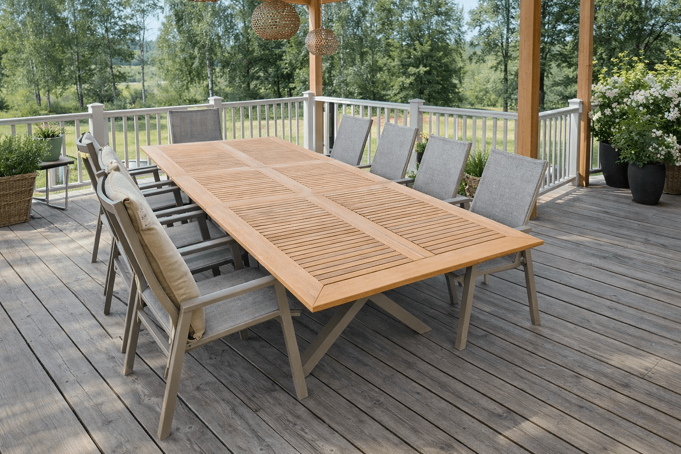 Kiwi utebord teak/aluminium med butterfly-skiva